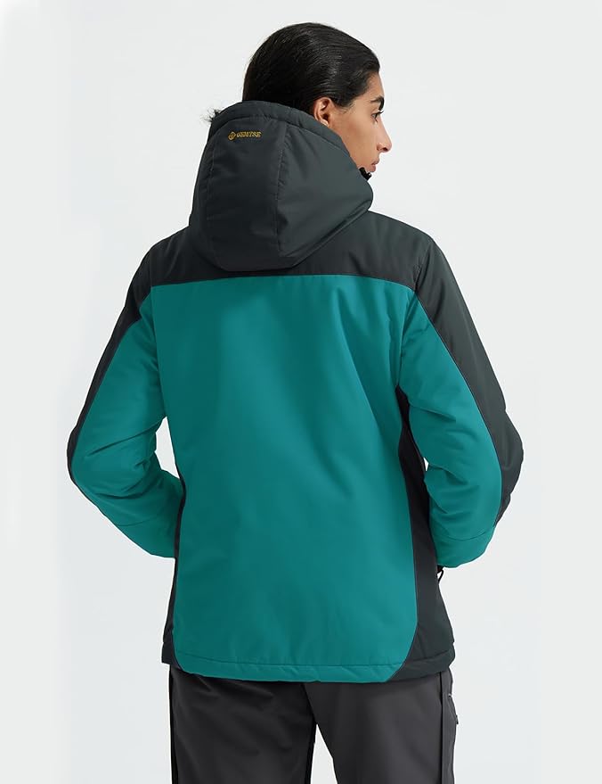 GEMYSE Women's Waterproof Ski Jacket | Fleece Lined Winter Coat - XL