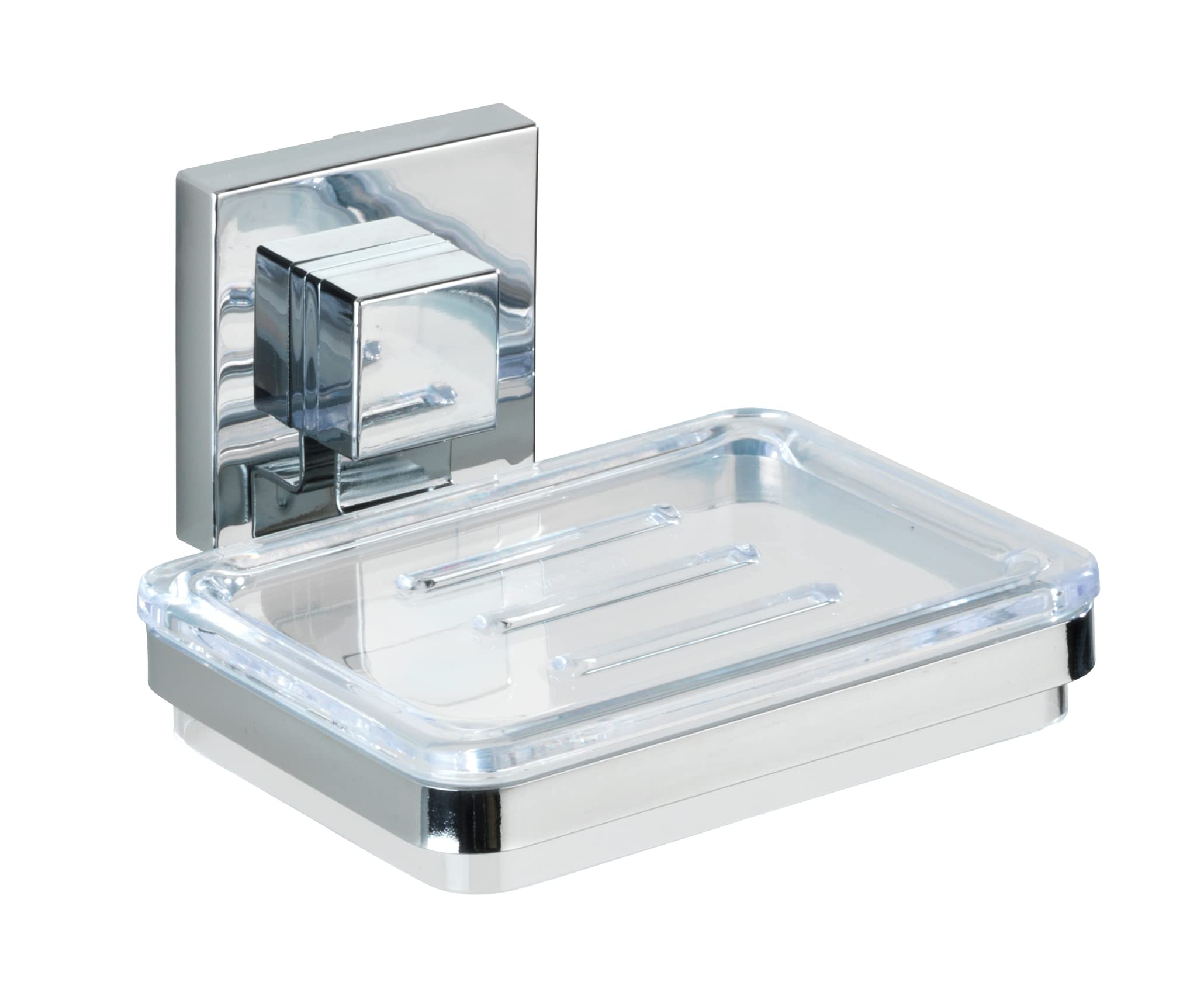 WENKO Vacuum-Loc Quadro Soap Holder | Stainless Steel No-Drill Dish