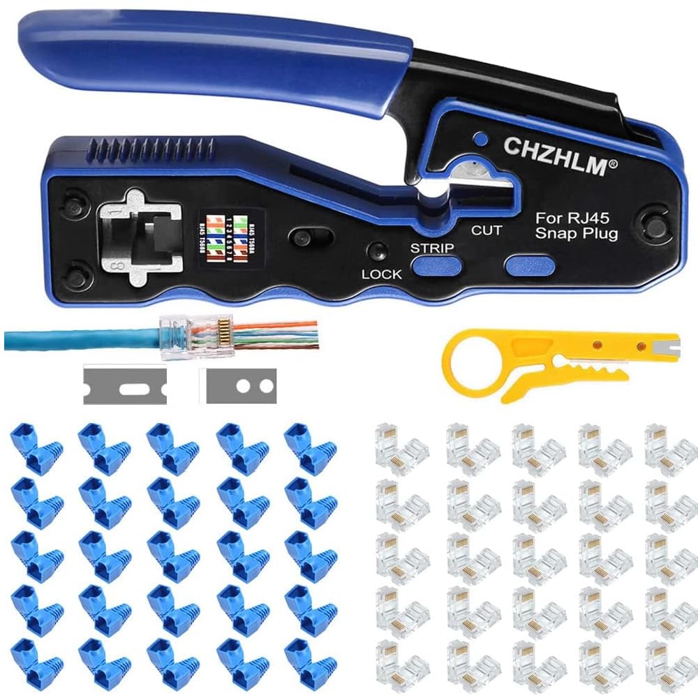 Jolof Store RJ45 Pass Through Ethernet Crimp Tool Kit for Cat5 Cat6