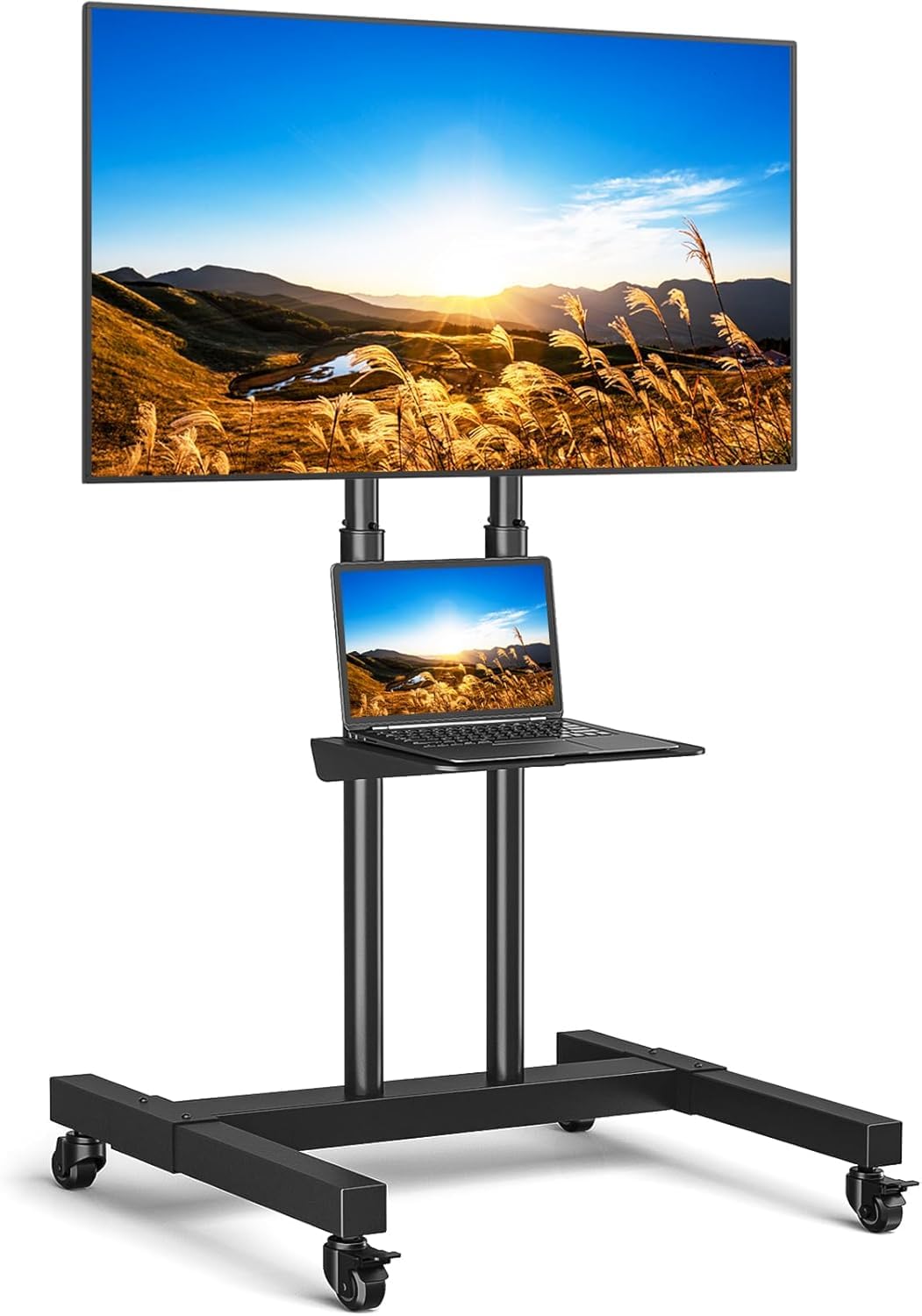 RFIVER Mobile TV Stand on Wheels for 32-80 Inch TVs | Height Adjustable