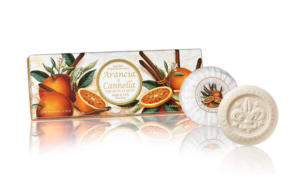 Saponificio Artigianale Italian Soap Set – Orange & Cinnamon, 3 Pack
