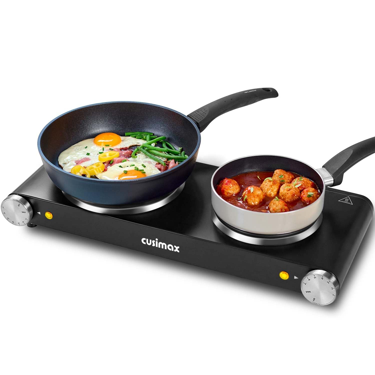CUSIMAX Double Hot Plate | 2500W Portable Electric Hob with Cast Iron Rings