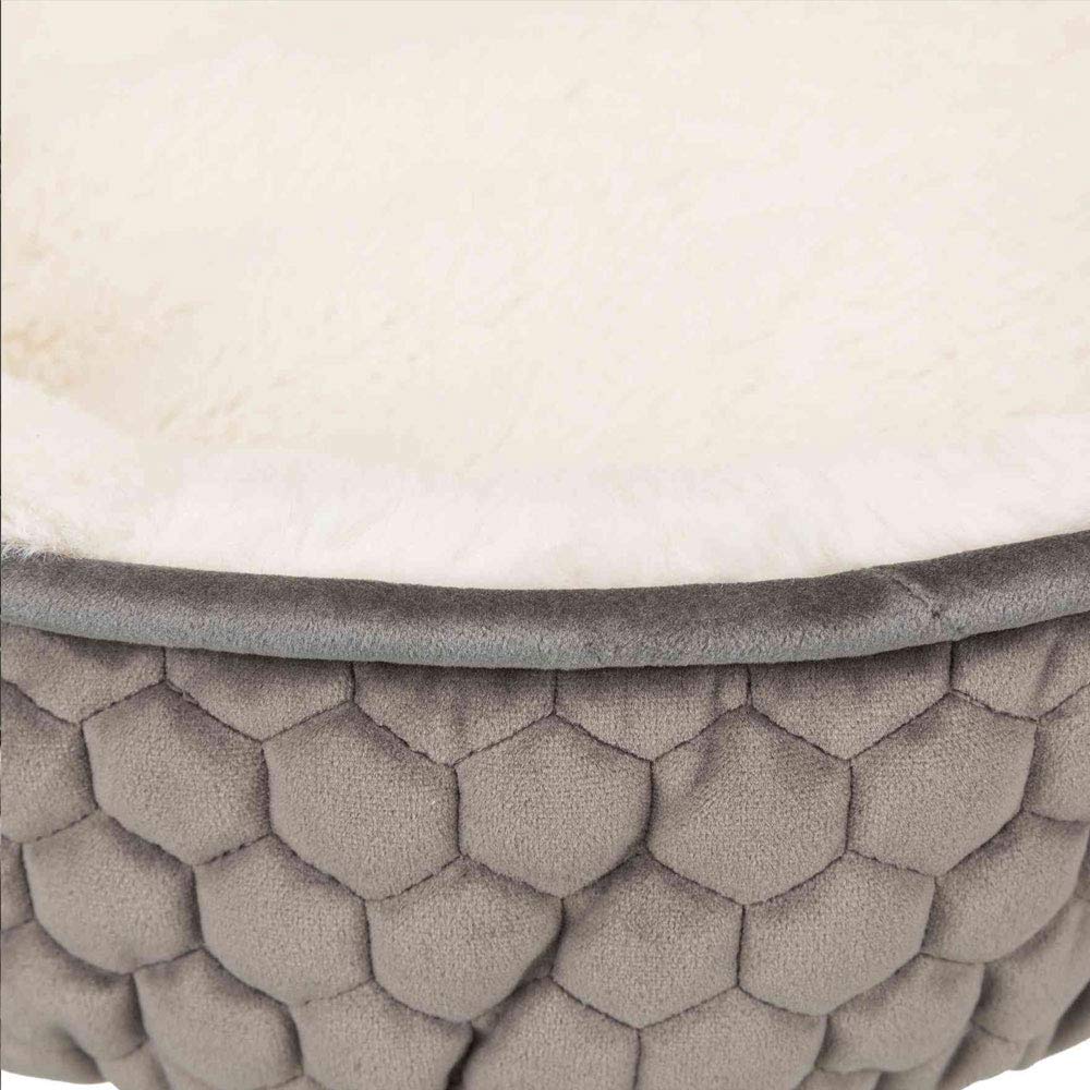 TRIXIE Livia Pet Cave - Plush Velvet Cat & Dog Bed, Taupe/Cream