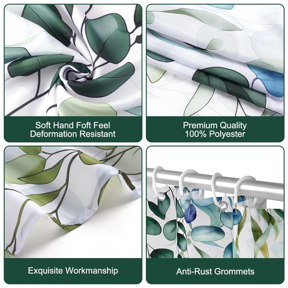 HAGOT Shower Curtain, Water and Mould Resistant Bathroom Curtain, Polyester Machine Washable Fabric, Bath Curtain with Hooks, 180 x 180 cm - image 3