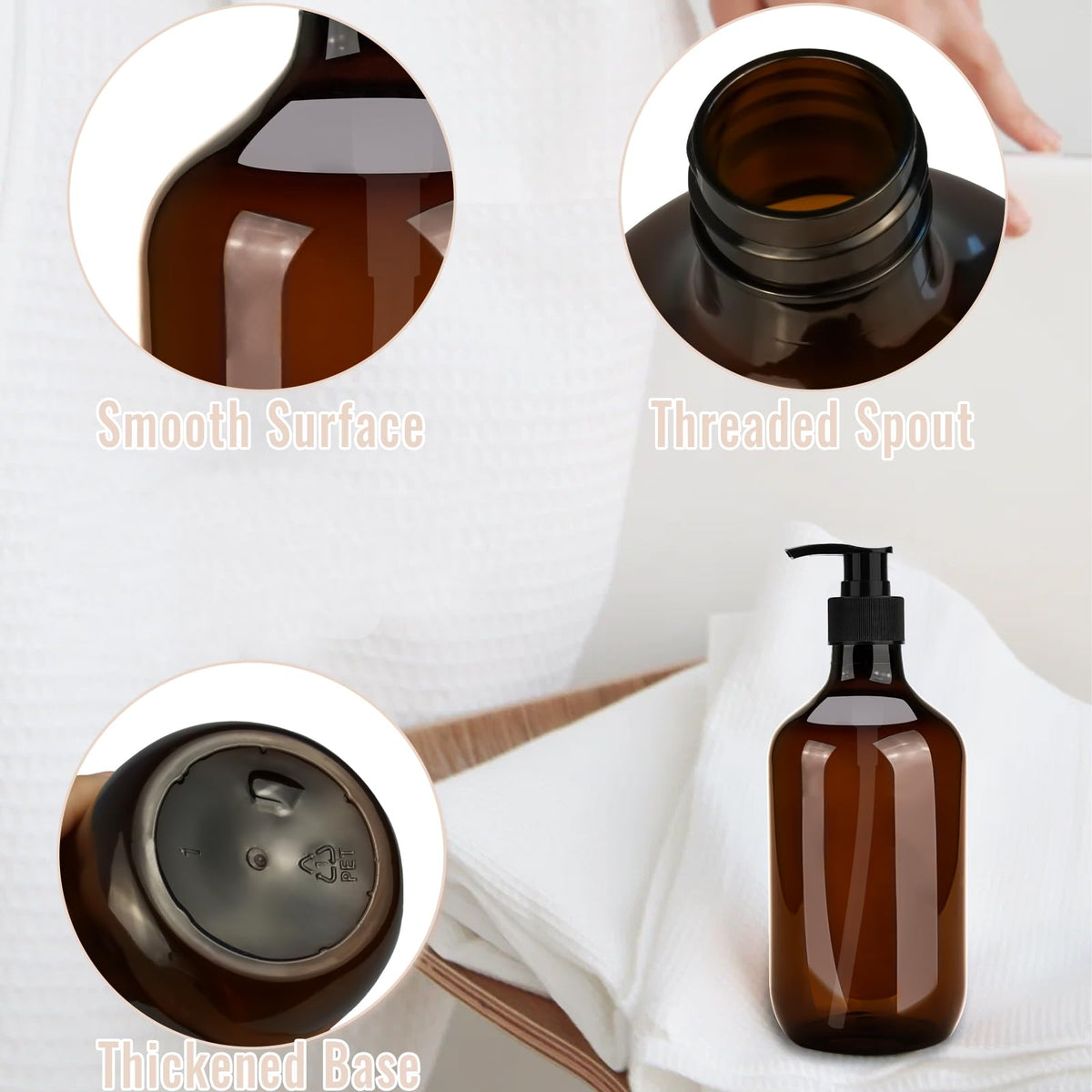 benlidoner 4 Pack Amber Soap Dispenser, 500ml Liquid Soap Dispenser