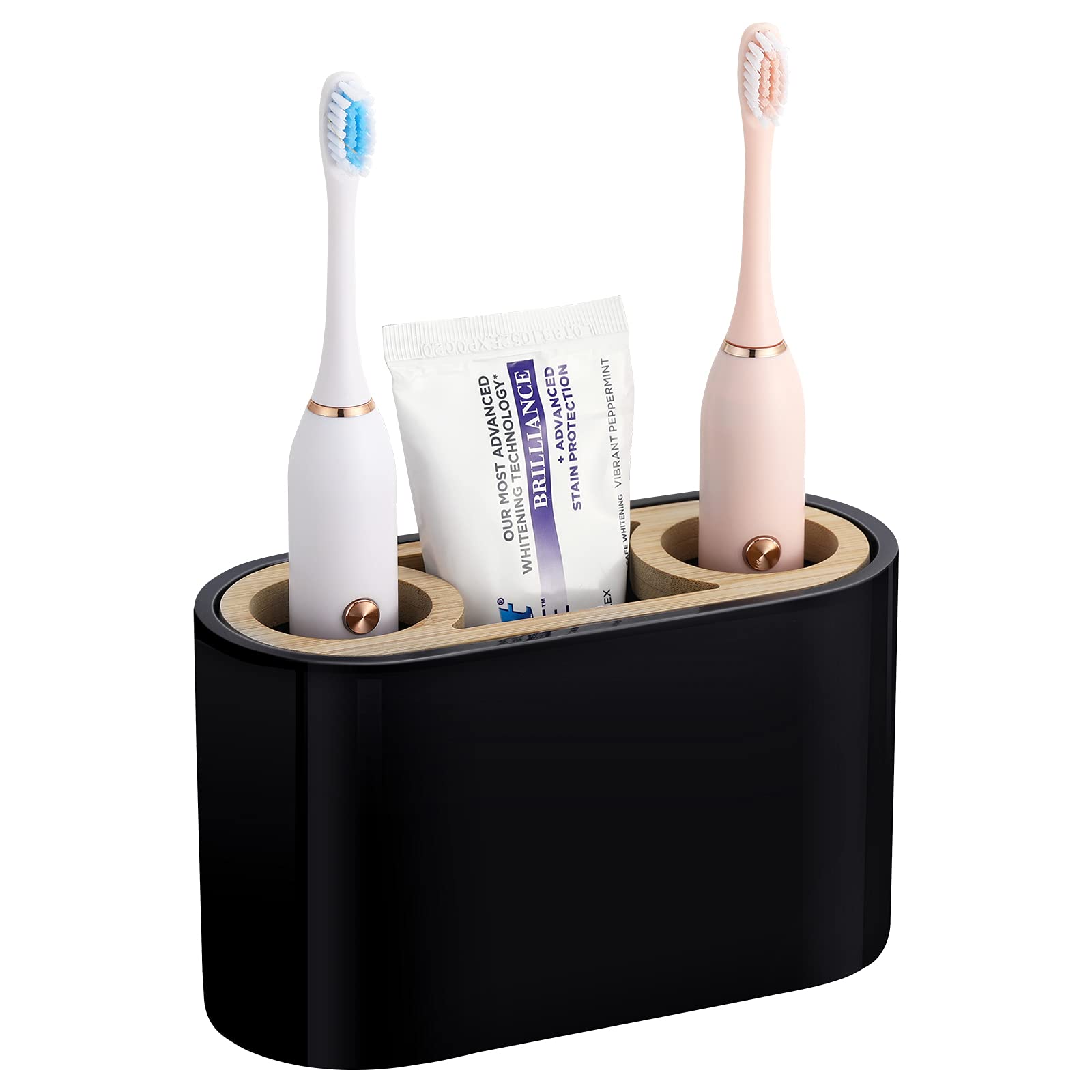 Shinowa Resin Toothbrush Holder | Marble & Bamboo Bathroom Organizer