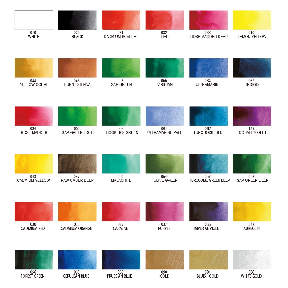 Kuretake ZIG Gansai Tambi Japanese Watercolor Set – 36 Vivid Colors