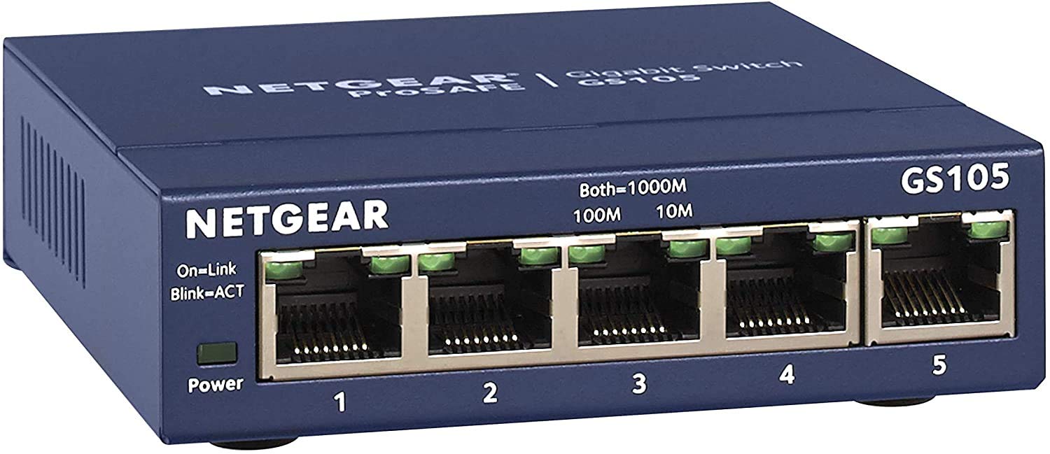 Netgear GS105 5-Port Gigabit Ethernet Switch | Silent Desktop Hub