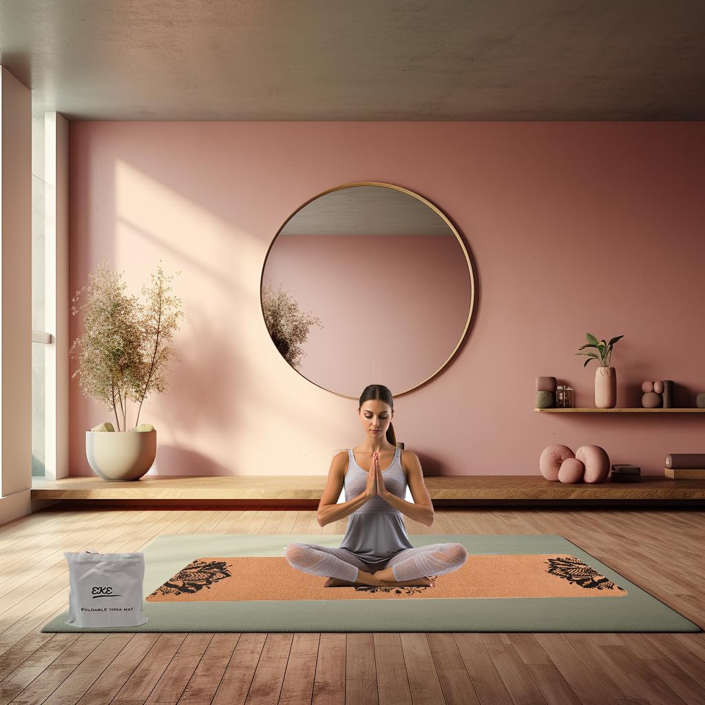 EKE Cork Folding Yoga Mat – 5mm Non-Slip Eco-Friendly Travel Mat