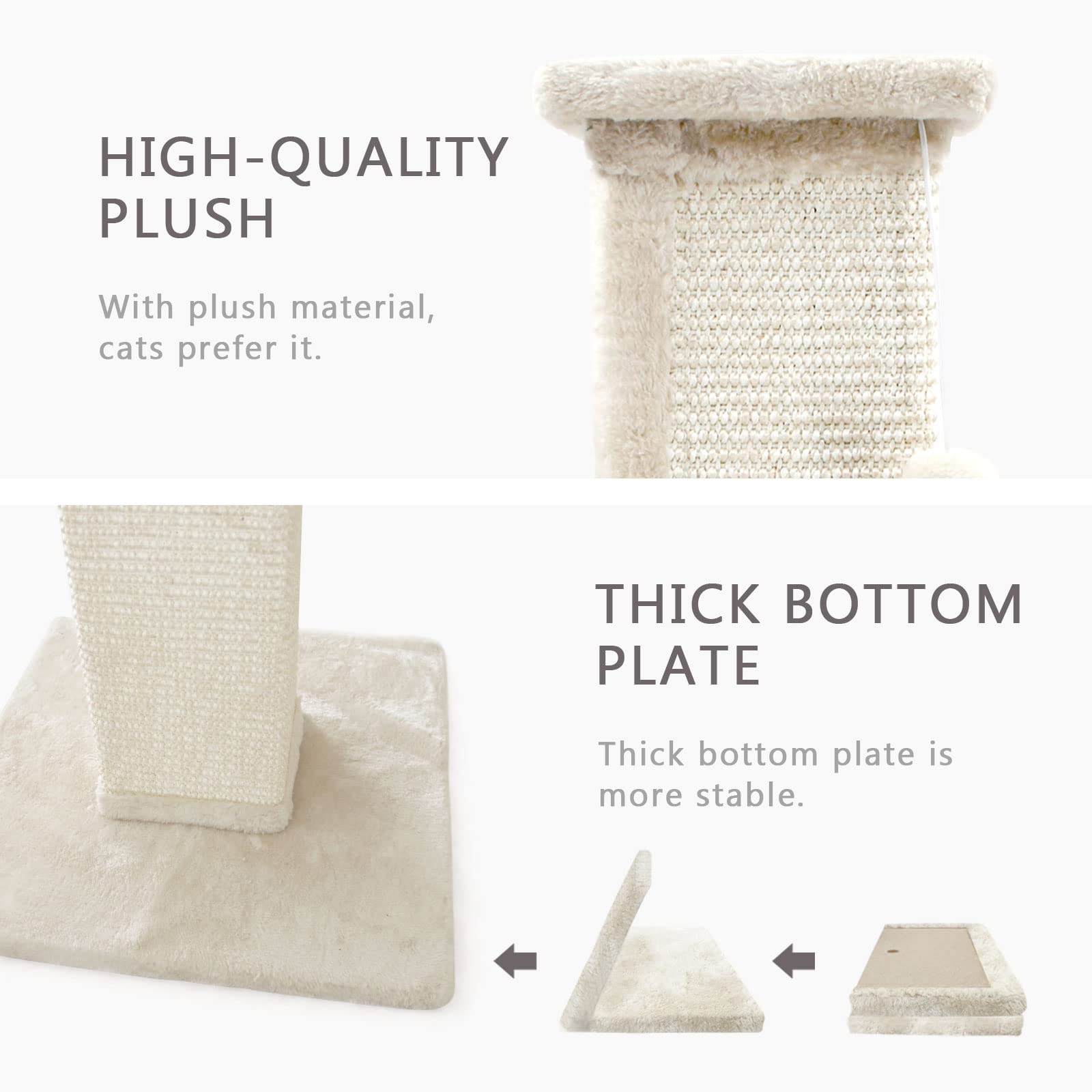 SONGWAY 32 Inch Tall Cat Scratching Post - Natural Sisal & Plush, Beige