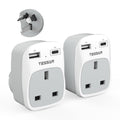 TESSAN UK to Australia Plug Adapter with 2 USB Ports (Type I) – 2 Pack