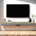 Pmnianhua Floating TV Unit, 59'' Wall Mounted TV Cabinet, Floating Shelves with 2 Drawers and 1 Door - image 1