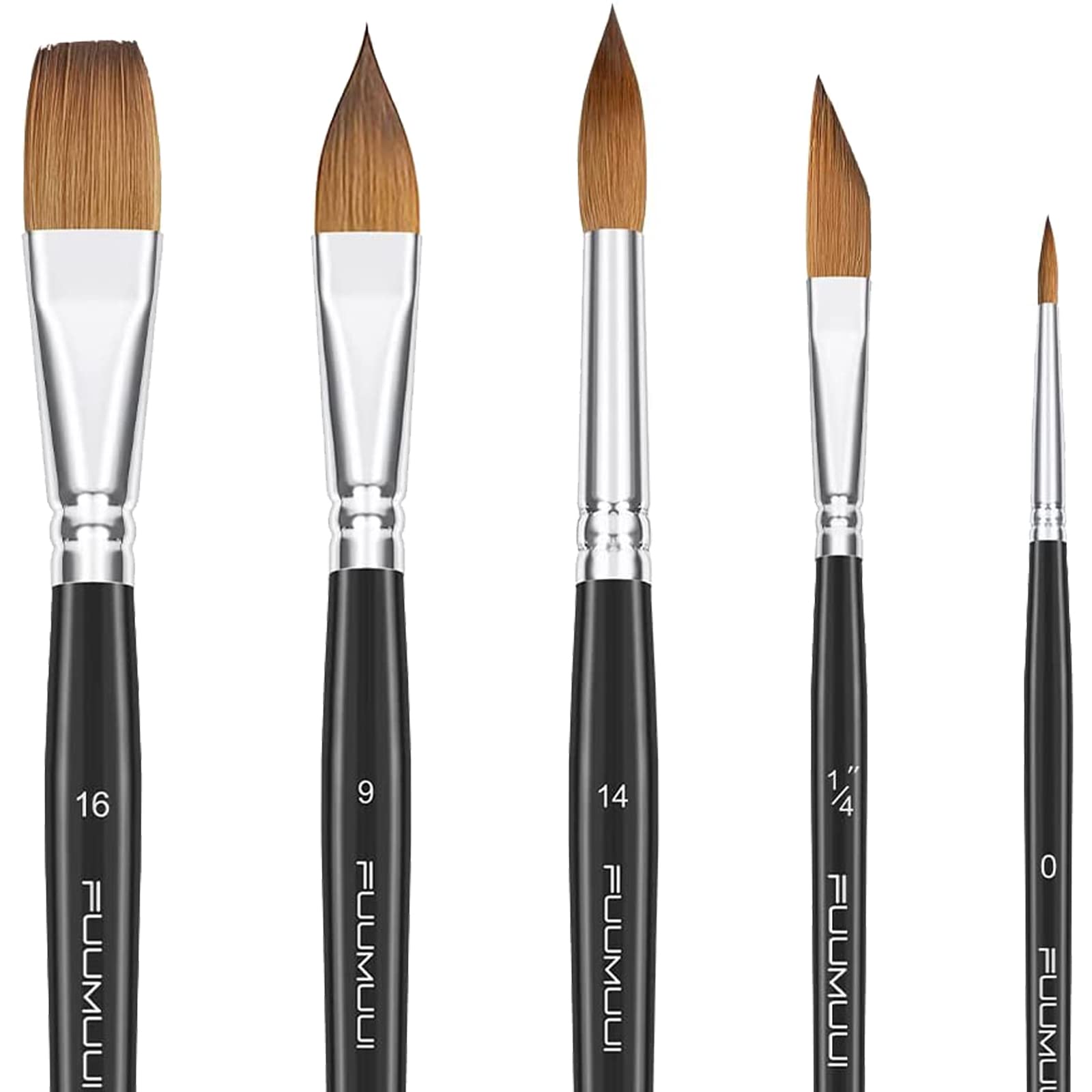 Fuumuui Kolinsky Sable Watercolour Brushes | 5PC Professional Artist Set