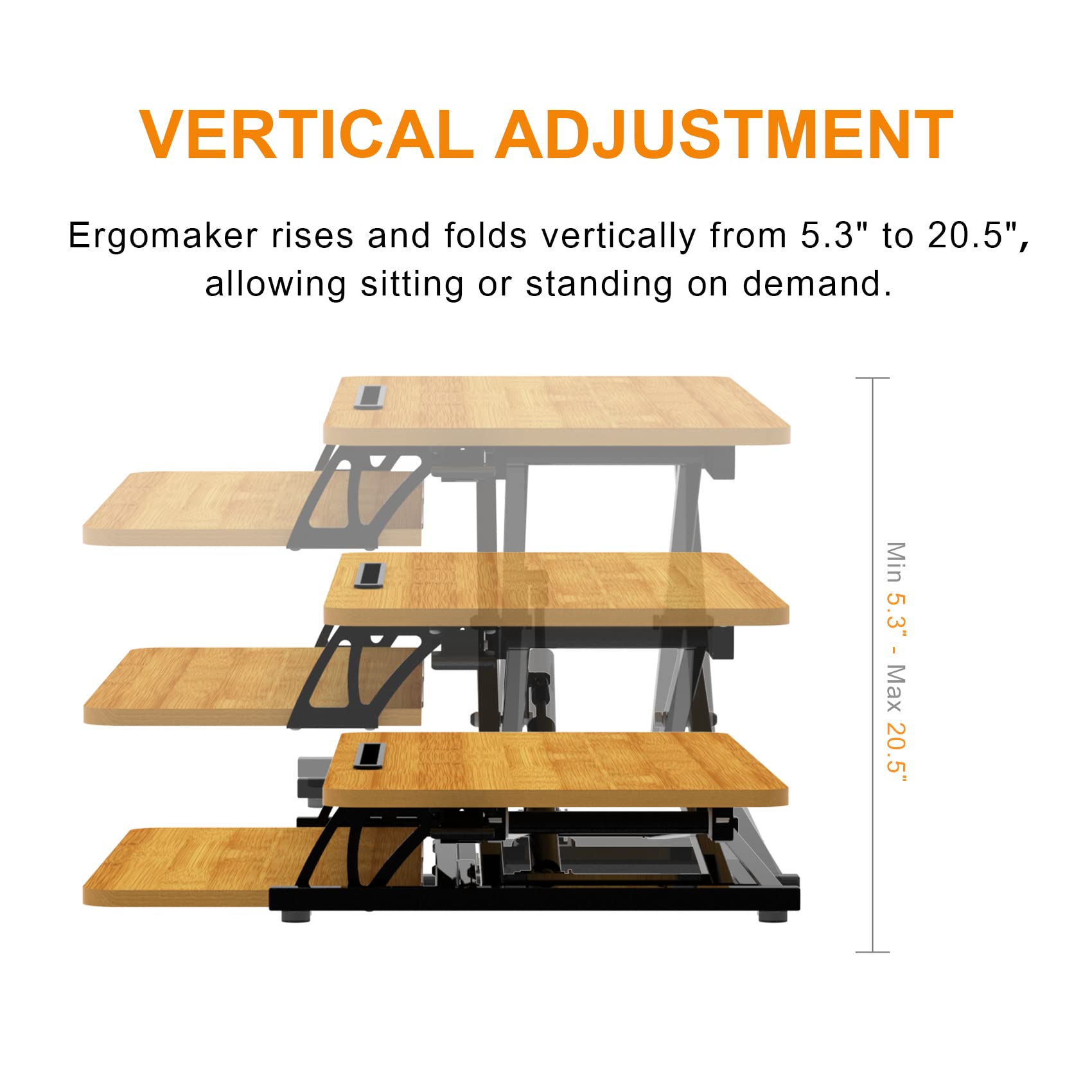 ERGOMAKER Standing Desk Converter – 32 Inch Height Adjustable Riser