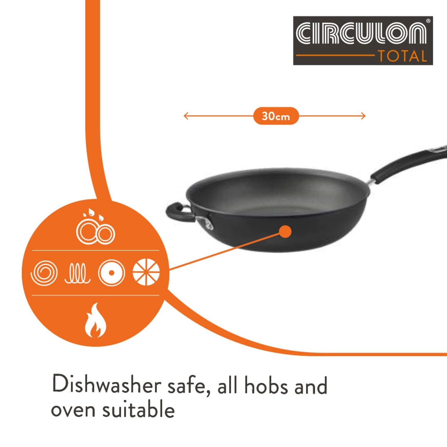Circulon Total Non-Stick Stir Fry Pan – 30cm Hard Anodised Induction Wok