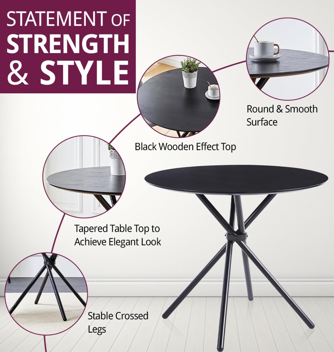 Hallowood Furniture Cullompton 90cm Round Dining Table and Chairs Set 2 - image 4