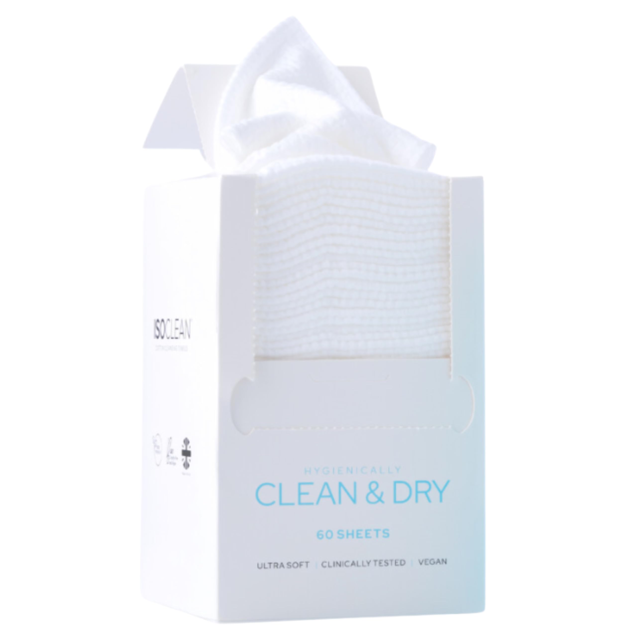 ISOCLEAN Disposable Face Towel | Dual-Texture Cotton Wipes - 60ct