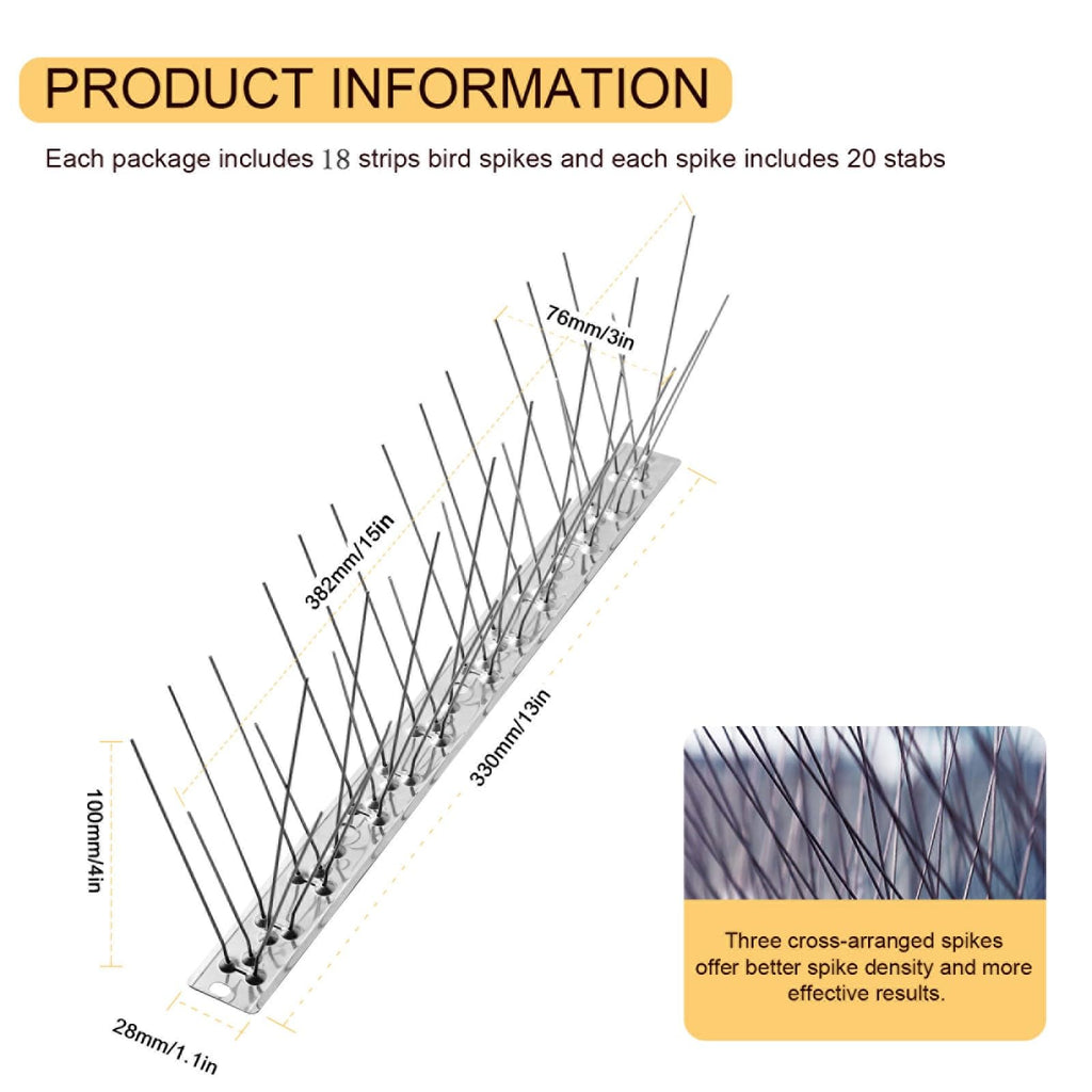 OFFO Bird Spikes – 5.94m Stainless Steel Pigeon Deterrent for Roofs