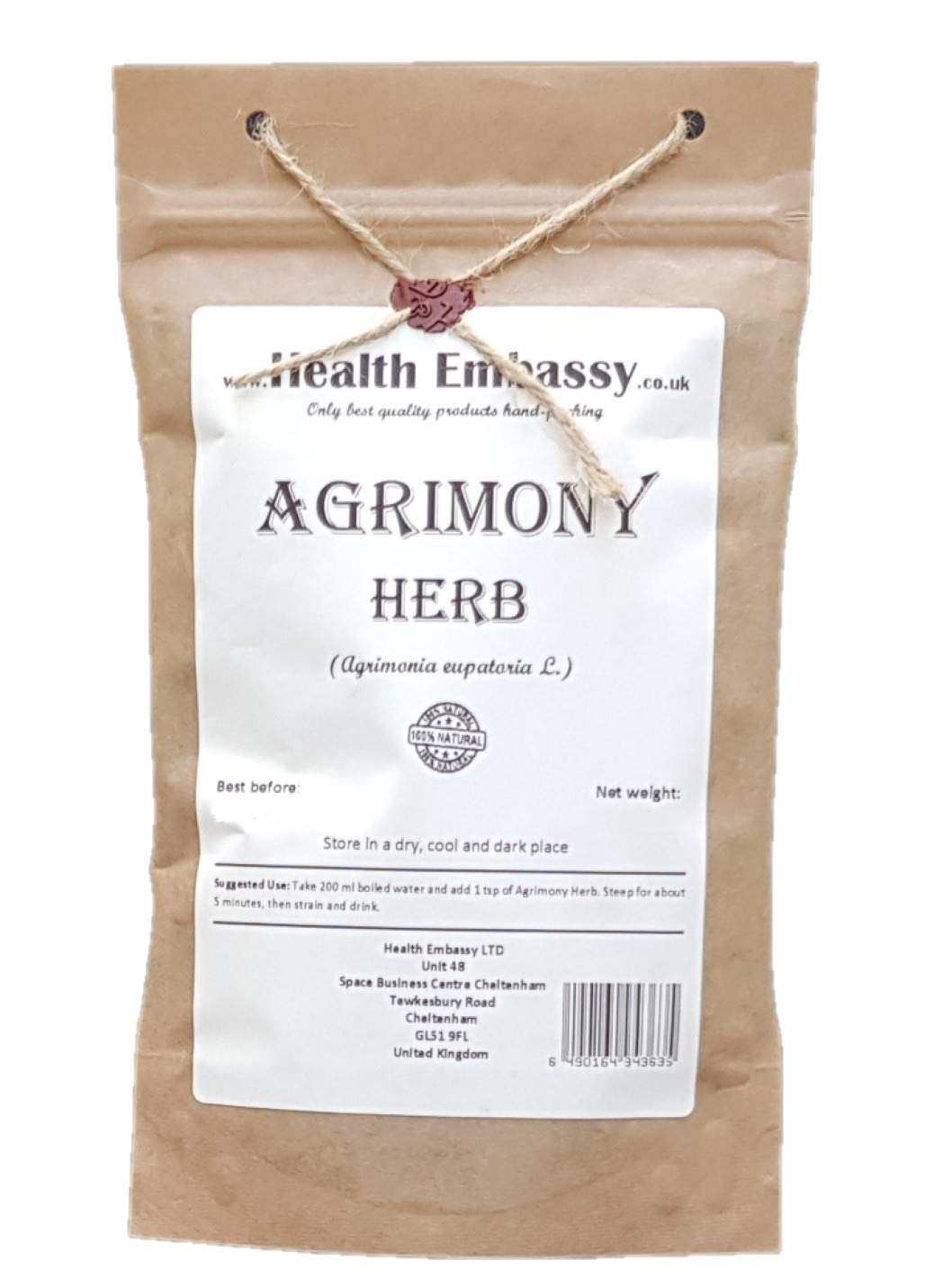 Health Embassy Agrimony Herb (Agrimonia eupatoria L) Dried Tea, 100g