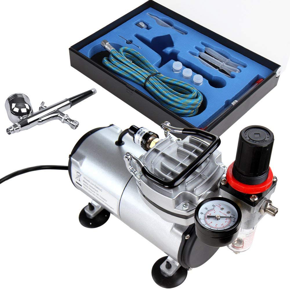 Timbertech Airbrush Kit with Compressor - 3 Nozzles for Cake & Nail Art