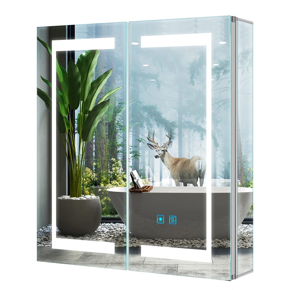 Tokvon Gemini LED Bathroom Mirror Cabinet | Shaver Socket & Demister