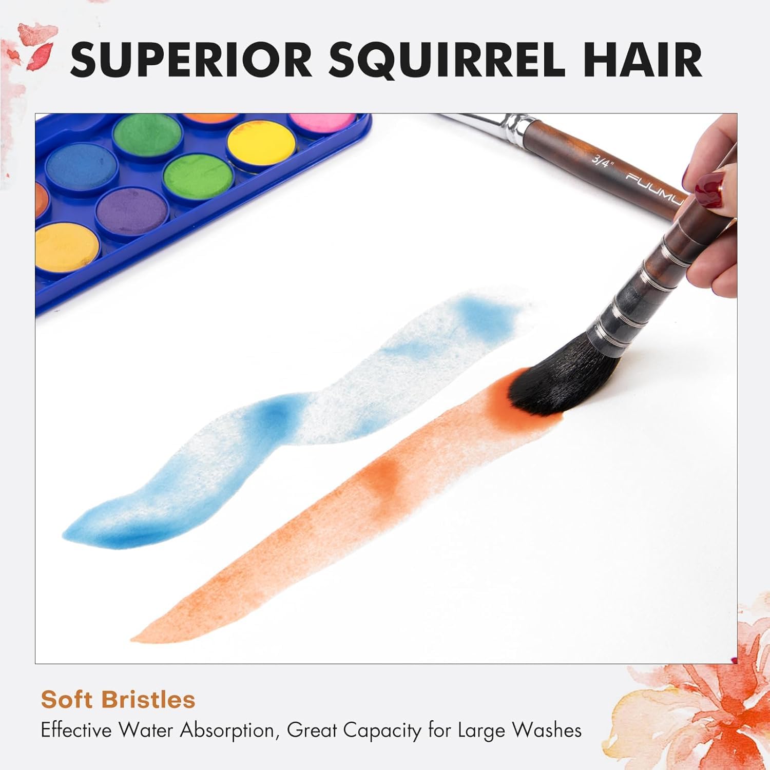 Fuumuui Professional Sable & Squirrel Hair Watercolour Brushes - 9pc Set