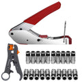 Preciva Coax Cable Crimper Toolkit with Wire Stripper & 20 F Connectors