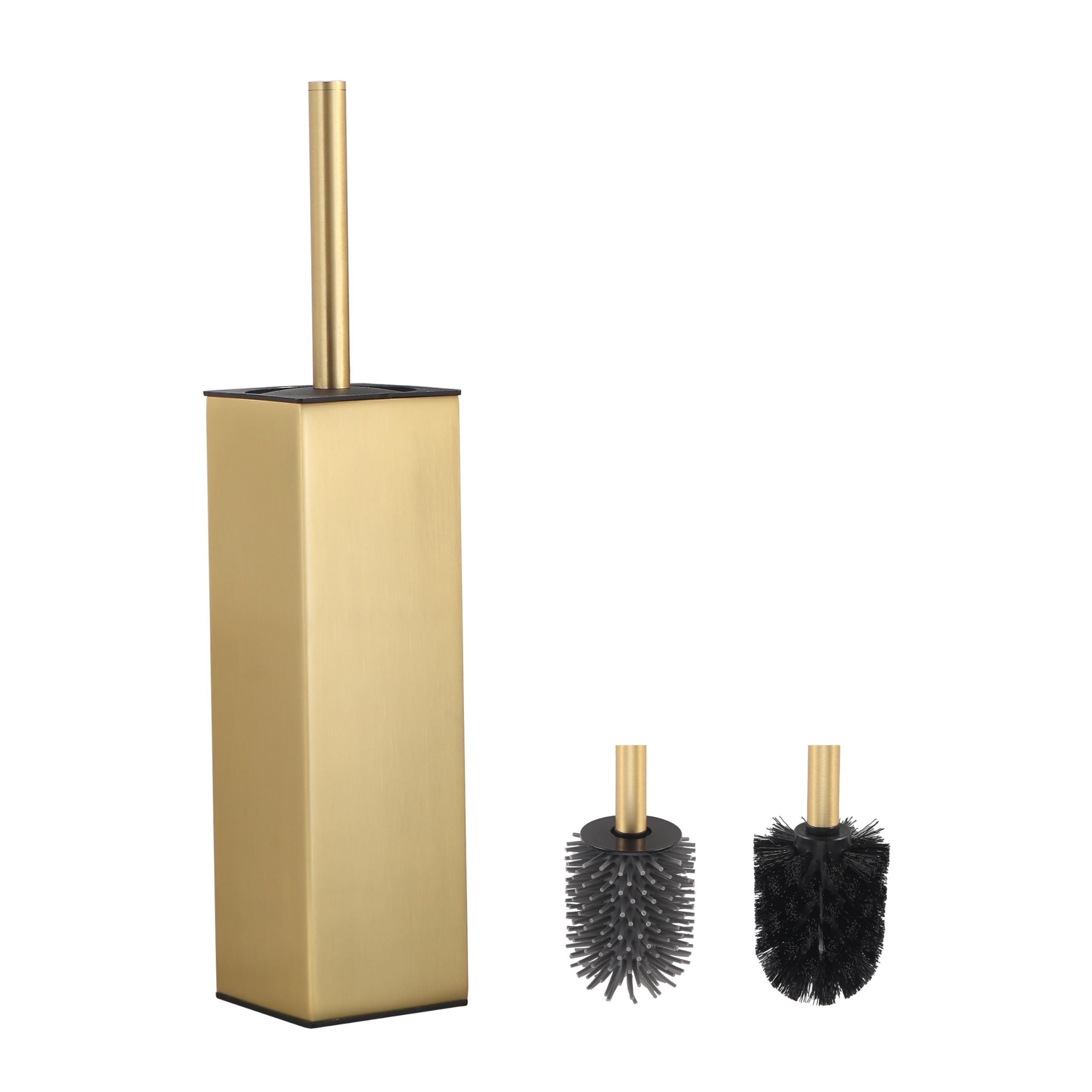 BGL Gold Silicone Toilet Brush and Holder | Square Aluminium Bathroom Set