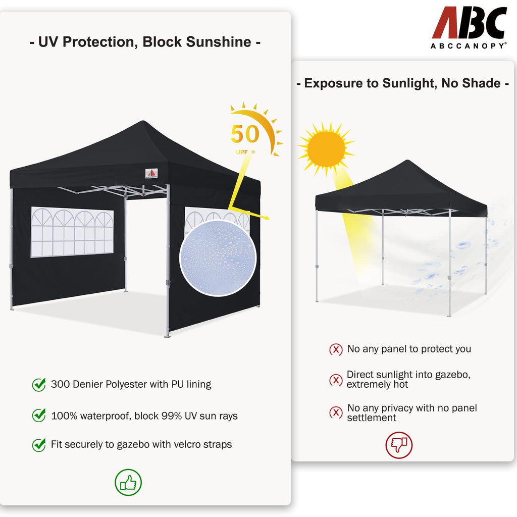 ABCCANOPY 3M Gazebo Sidewalls | 2-Pack Waterproof Window Panels, Black
