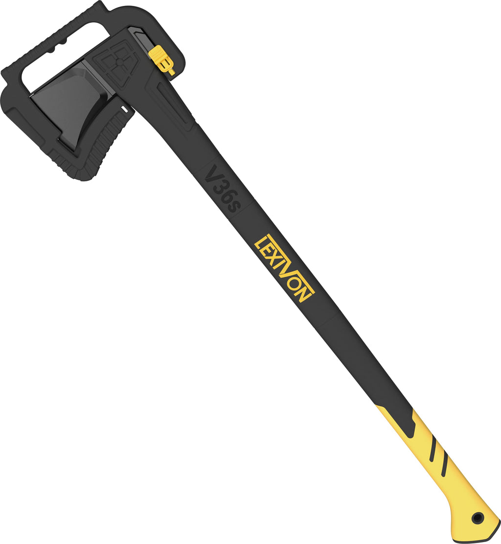 LEXIVON 36" Camping Axe | Carbon Steel Wood Splitting Hatchet with TPR Grip