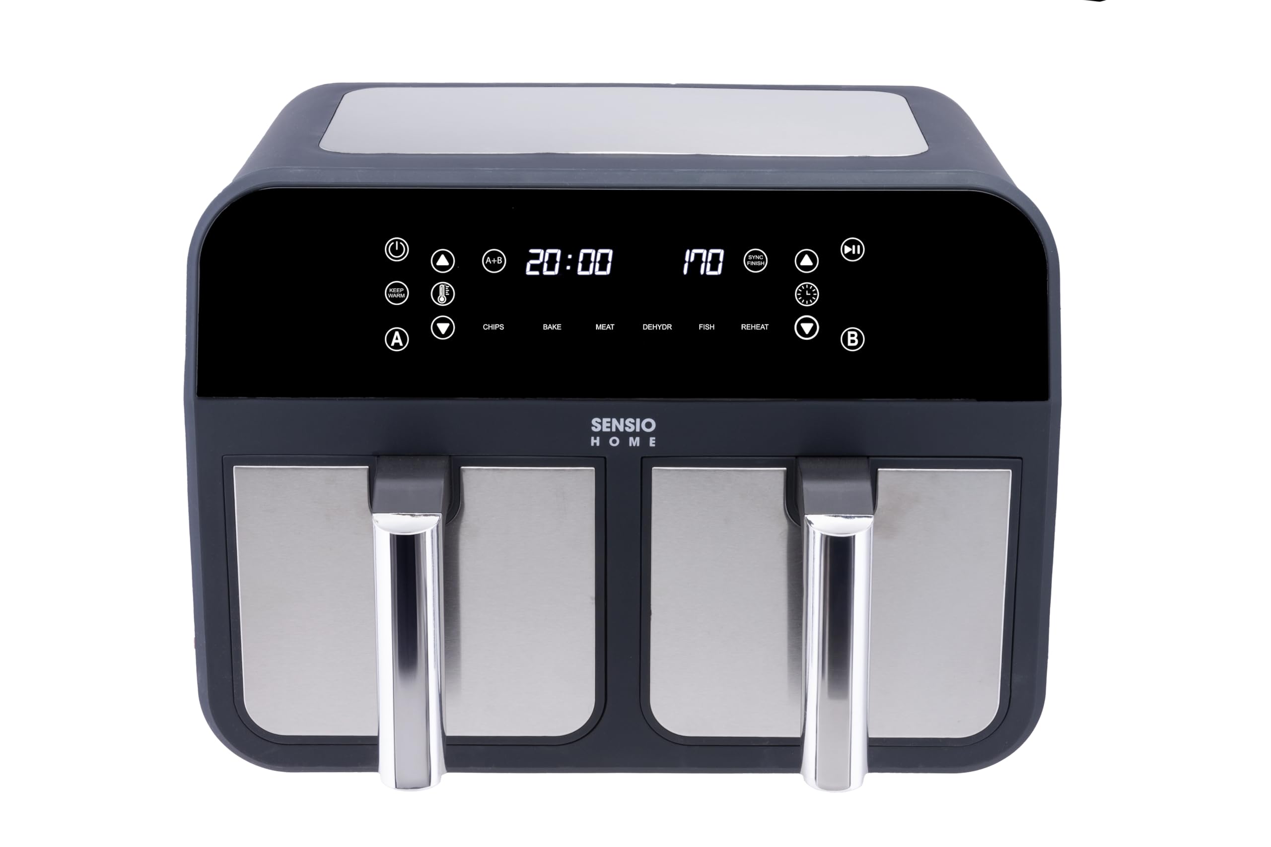 Sensio Home Dual Basket Air Fryer | 8L 8-in-1 Digital Smart Sync Finish