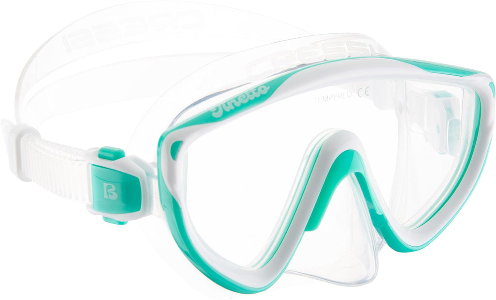 Cressi Kids Tinetto Rocks Dry Snorkeling Set | Aqua Green/White | S/M