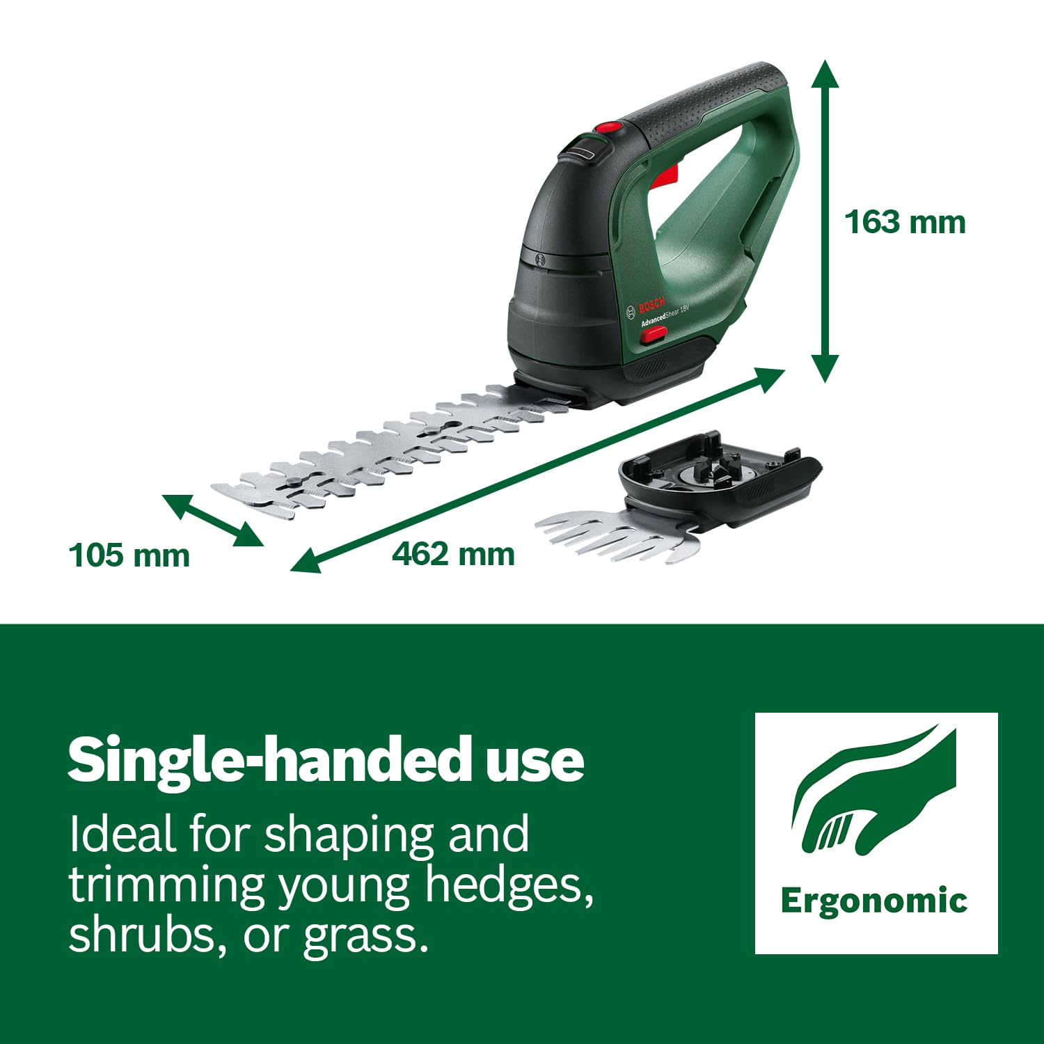 Bosch AdvancedShear 18V-10 Cordless Shrub and Grass Shear Set