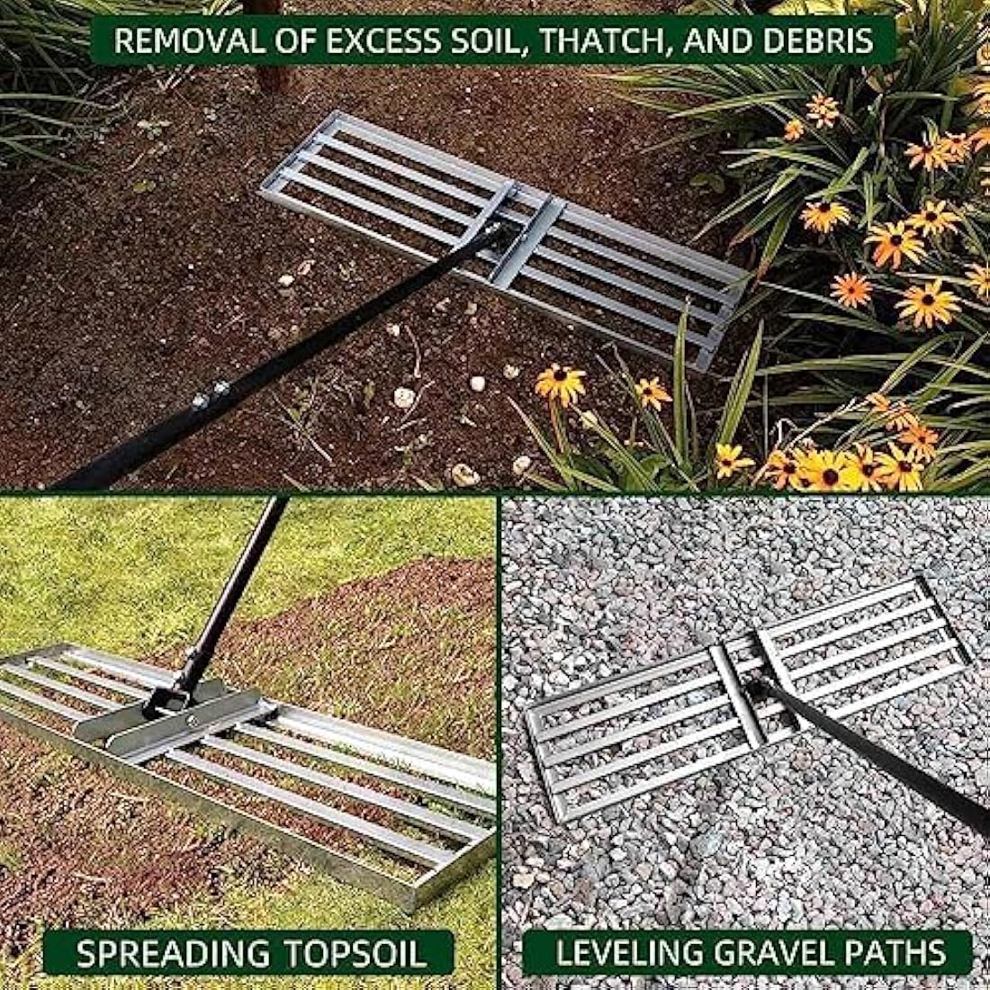 Byhagern Lawn Levelling Rake – 36" Heavy Duty Steel Levelawn Tool