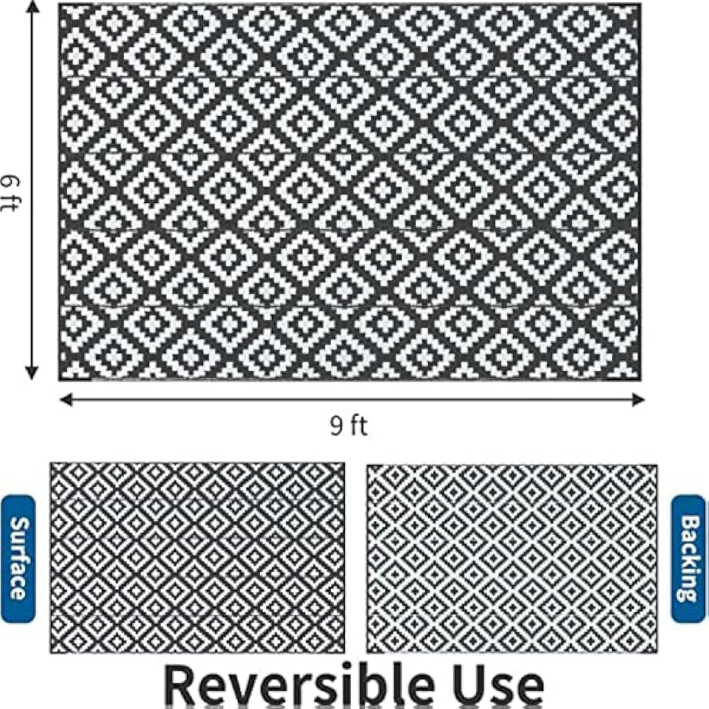 Enipate Geometric Outdoor Rug – 6x9ft Reversible Waterproof Patio Carpet