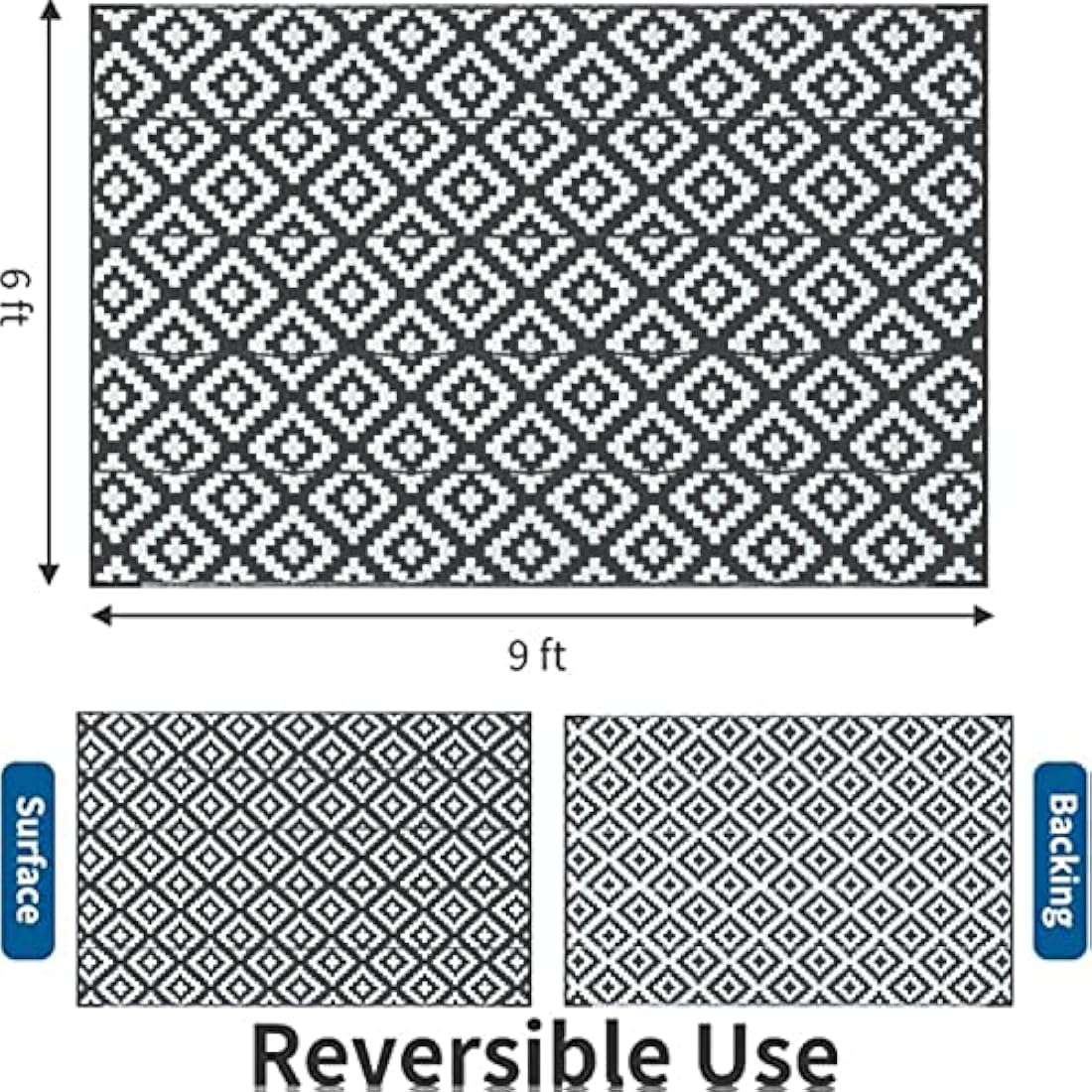 Enipate Geometric Outdoor Rug – 6x9ft Reversible Waterproof Patio Carpet
