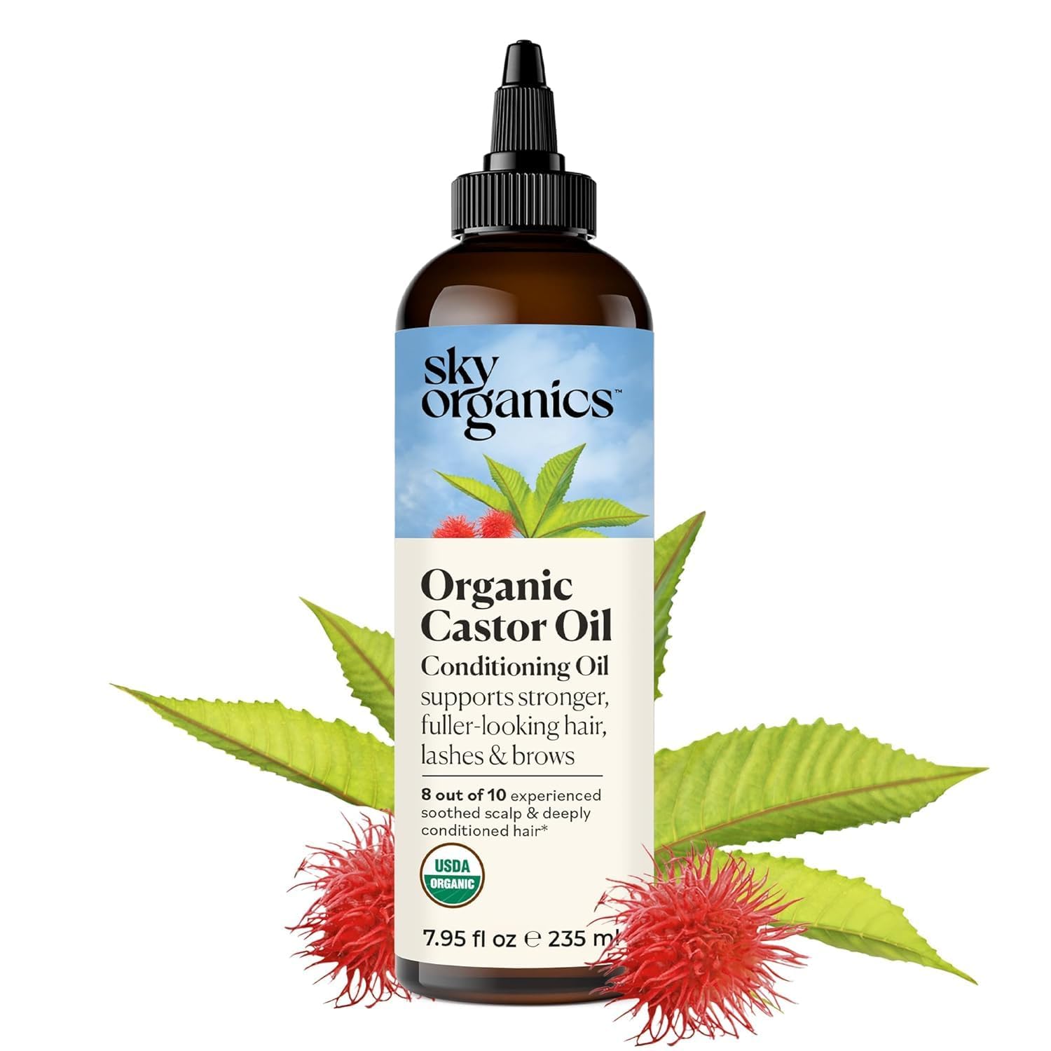 Sky Organics Organic Castor Oil – Cold Pressed Hair & Lash Oil, 237ml