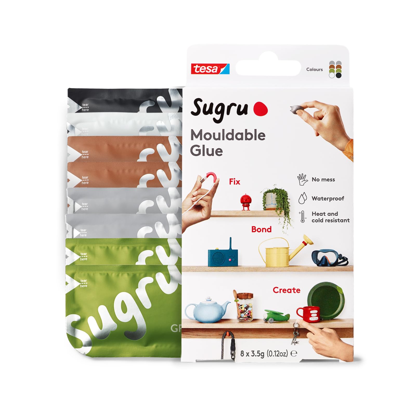 Sugru by tesa Mouldable Multi-Purpose Glue - 8-Pack Assorted Colors