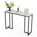Slim Console Table Hallway Unit: White Marble Top Consoles Desk Long 100cm High Gloss Sintered Stone Marbles Effect and Black Legs Narrow Tall Modern - image 1