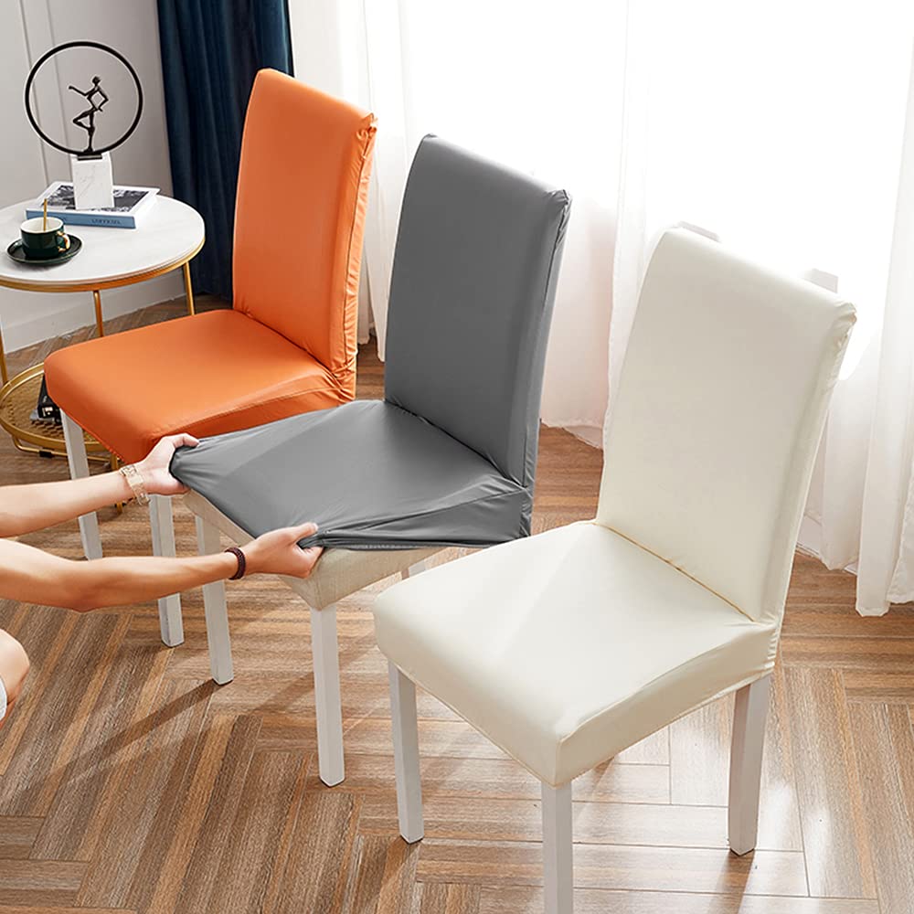 Bestenrose Waterproof PU Leather Dining Chair Covers - Gray, Set of 6