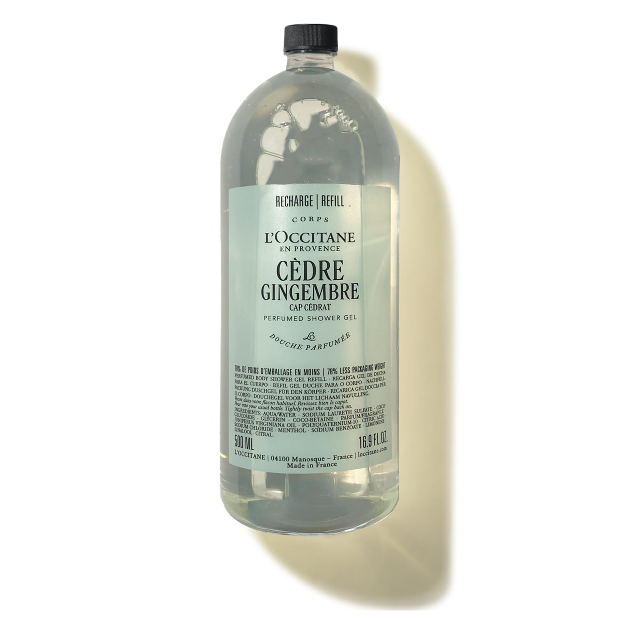 L'Occitane Cédre Gingembre Men's Shower Gel Refill – 500ml Body Wash