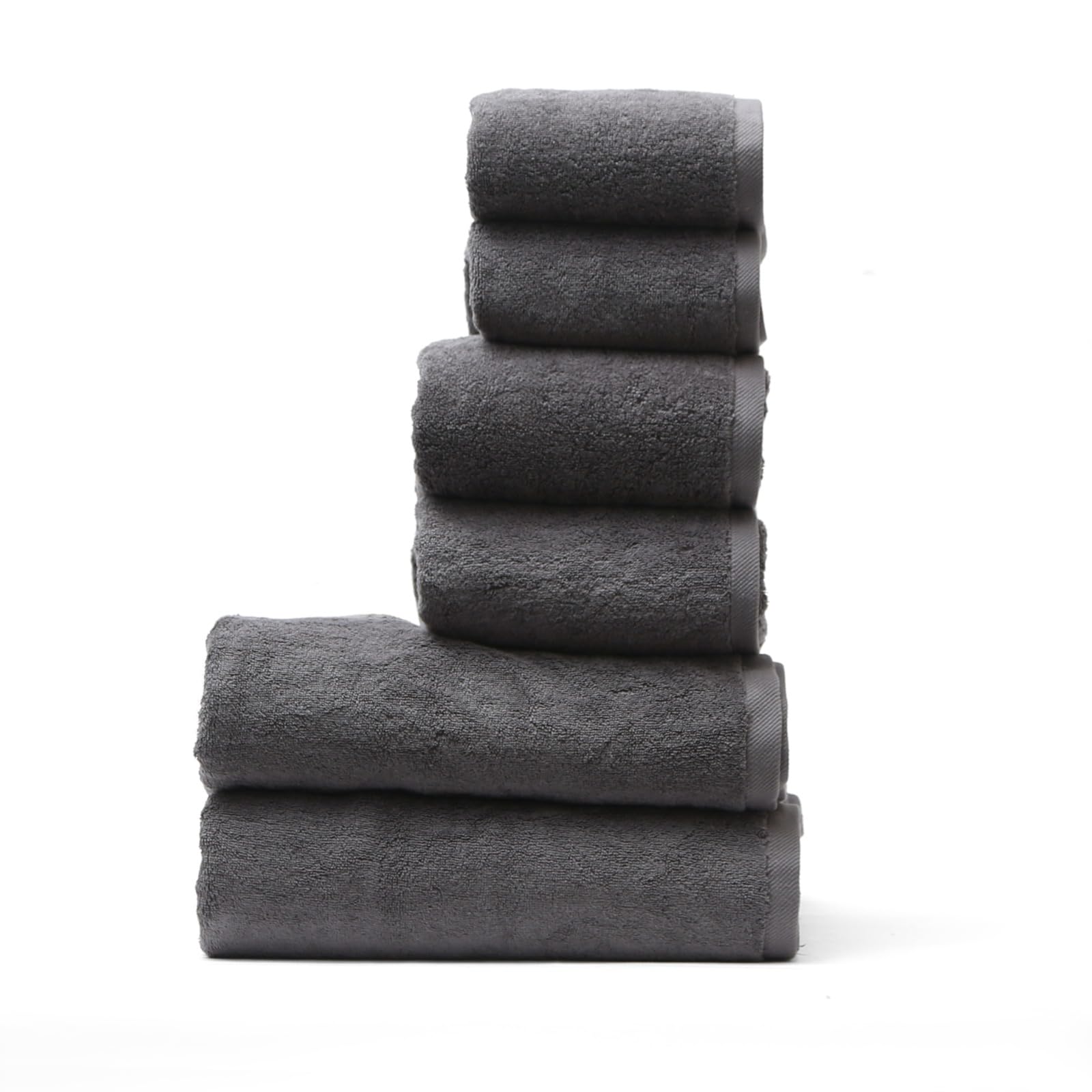 D.Sirez 6-Piece Luxury Cotton Towel Set | 650 GSM Grey Bath Linens