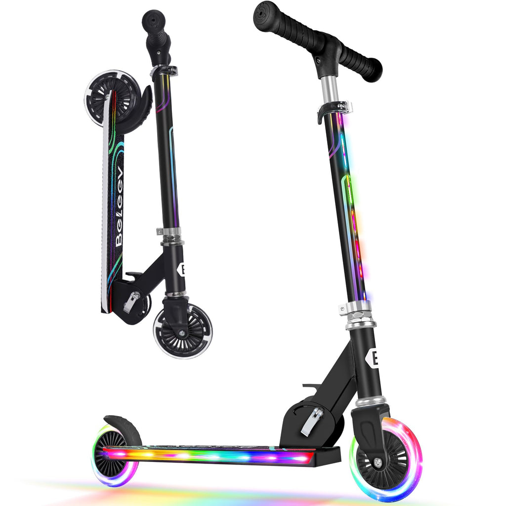 BELEEV V2 Kids Kick Scooter | Light-Up Wheels & Deck | Foldable 2-Wheel