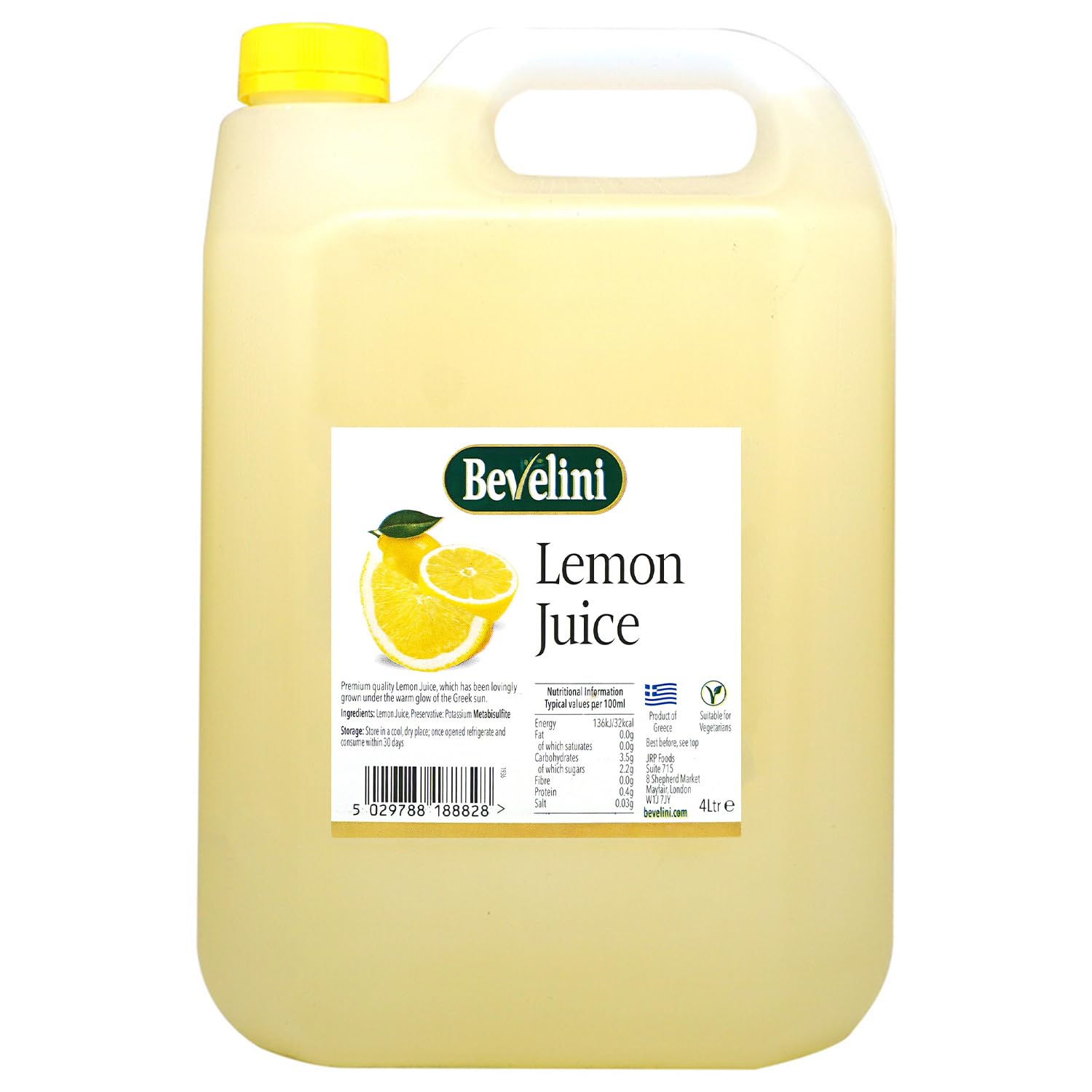 Bevelini Lemon Juice – 100% Natural Citrus for Cooking & Baking, 4L