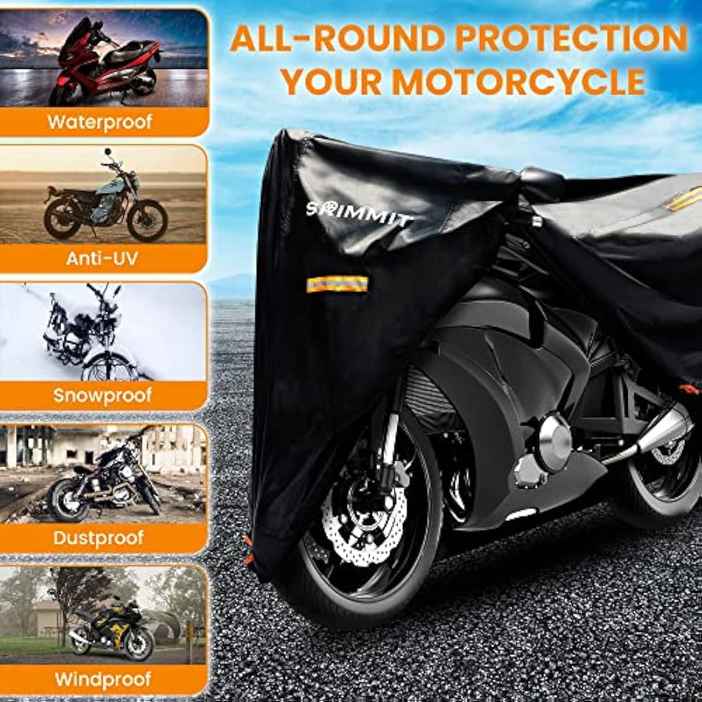 SRIMMIT Heavy Duty Motorcycle Cover | 420D Waterproof Oxford – Large