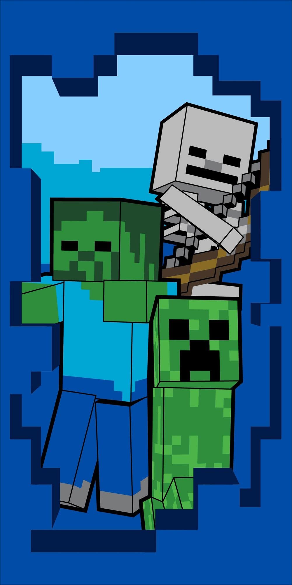 Minecraft Beware Bath Towel – 100% Cotton Kids Beach Towel by Jerry Fabrics