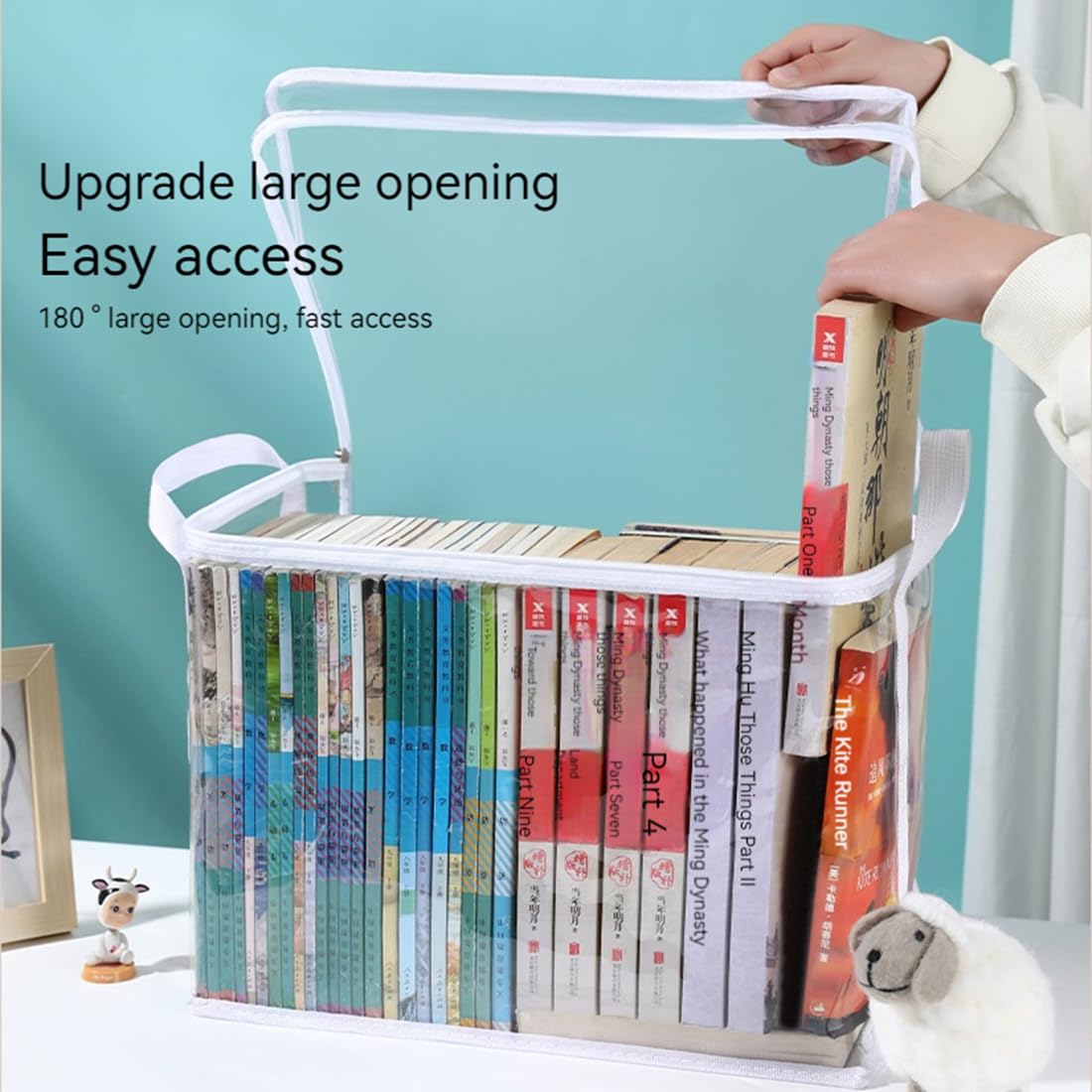 PolMinrs Storage Boxes 3-Pack, Foldable Plastic Boxes with Lids for Book Storage, Transparent Design for Quick Access to Items. Different Sizes of - image 2