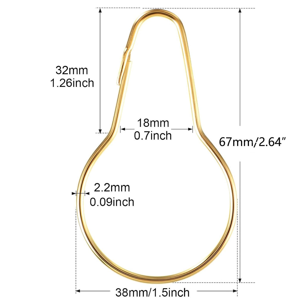 TA-VIGOR 20pc Shower Curtain Rings - Metal Decorative Hooks, Loop Hangers, Hanging Clips for Bathroom/Kitchen Curtain Rods, Gold - image 2