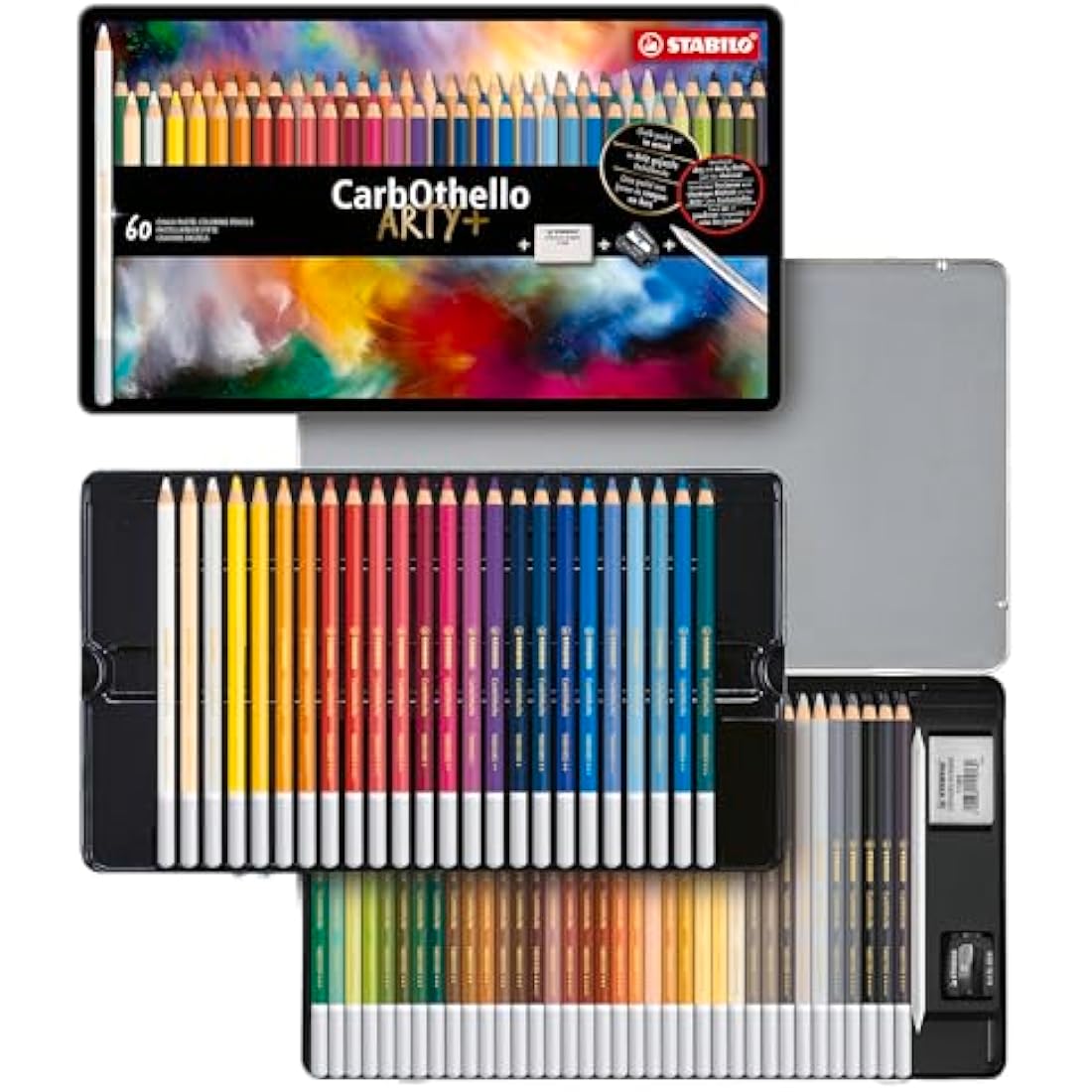STABILO CarbOthello Chalk-Pastel Pencils | Tin of 60 Assorted Colours
