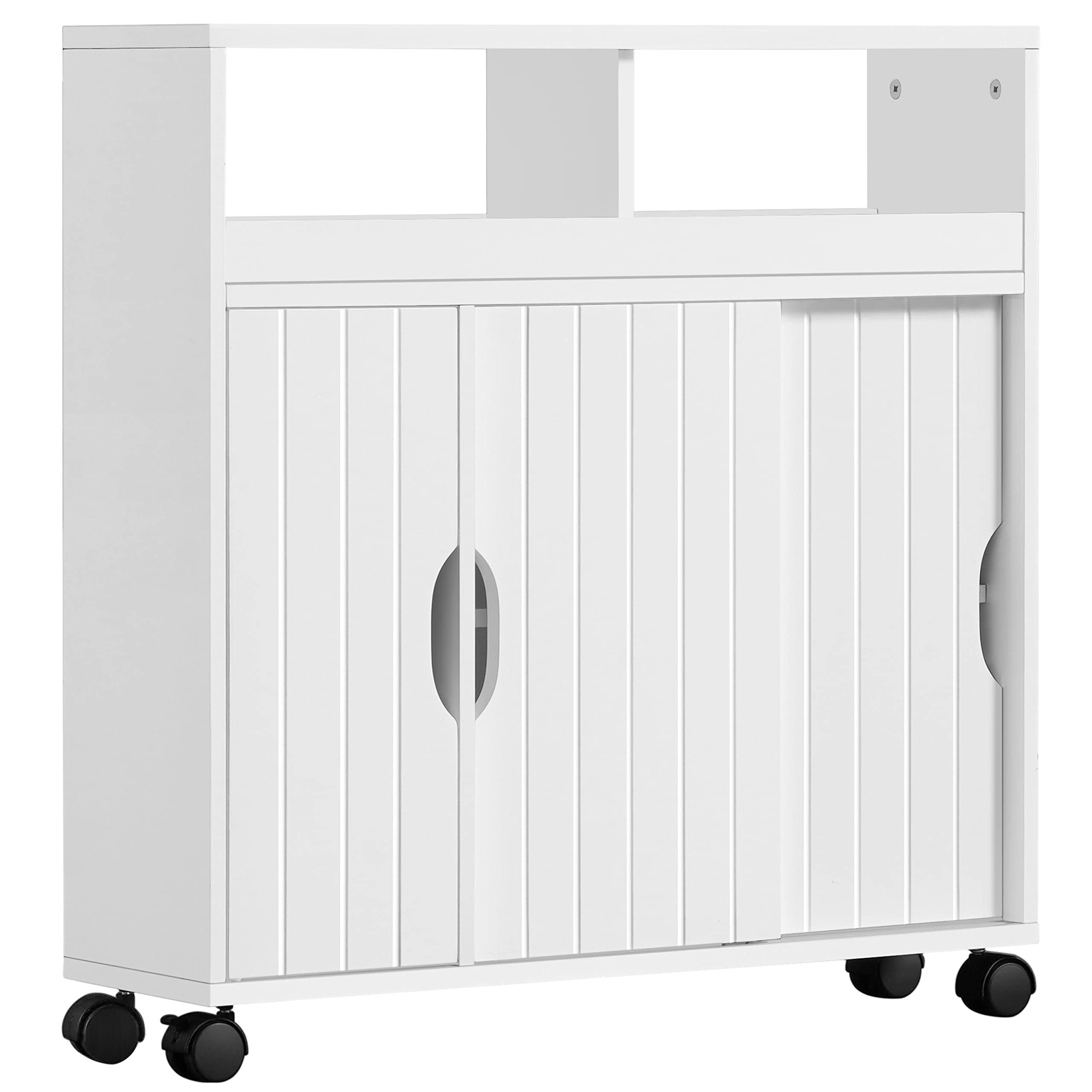 Yaheetech Slim Bathroom Storage Cabinet on Wheels | Narrow Rolling Organizer